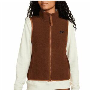 Nike Brown Women's Teddy Layering Utility Full Zip Vest Size Small